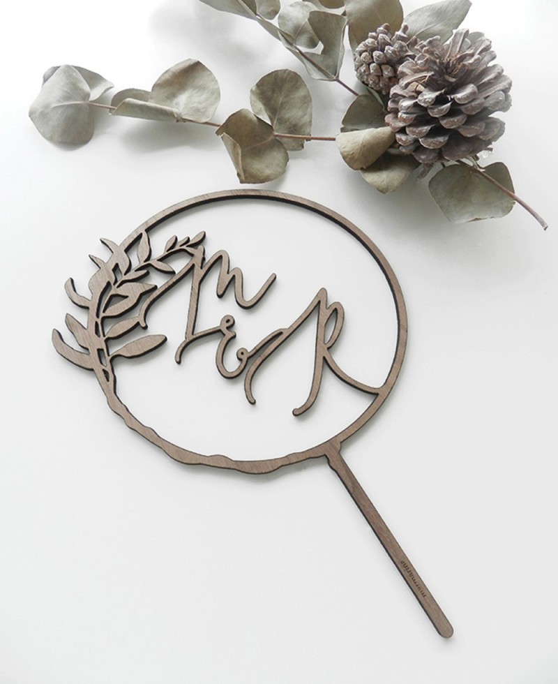 Top View Inicial Cake Topper para Casamentos
