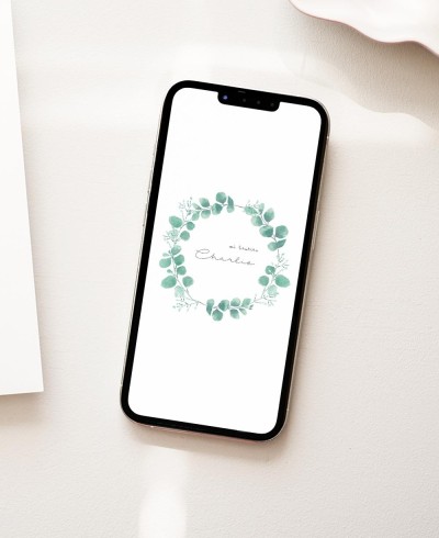 Convite digital para batismos de eucalipto