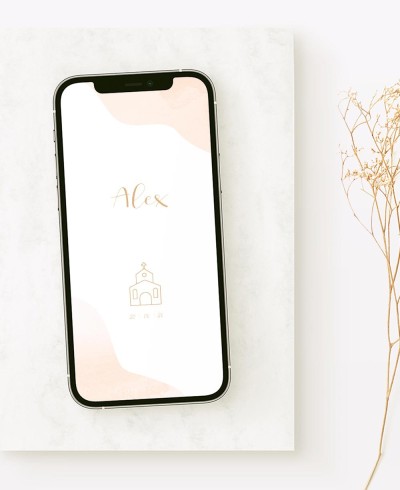 Convite digital clássico em aquarela para batizados