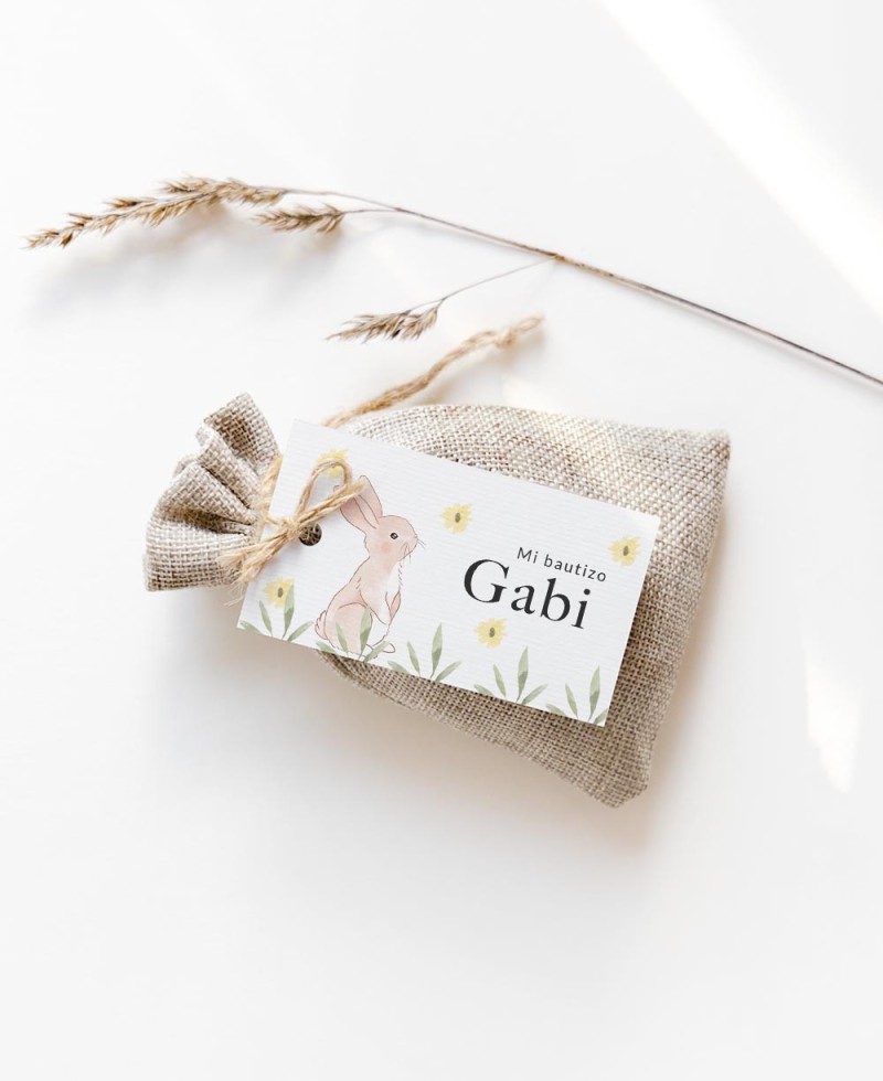 Rechteckiges Etikett für Taufen Tiere Wald