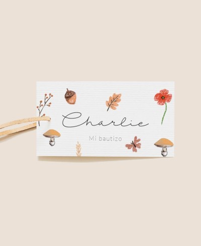 Etiqueta decorativa para regalos de bautizo pradera de trigo