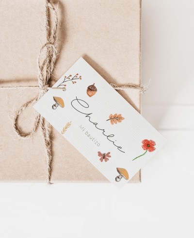 Étiquettes rectangulaires pour les détails du baptême botanique champ de blé