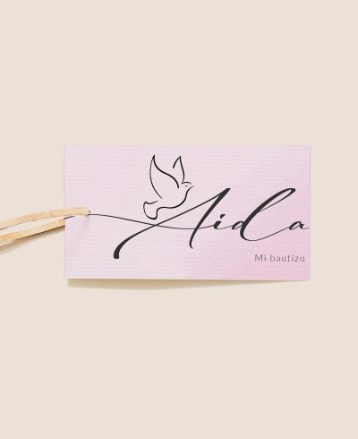Etiqueta decorativa para regalos de bautizo rosas
