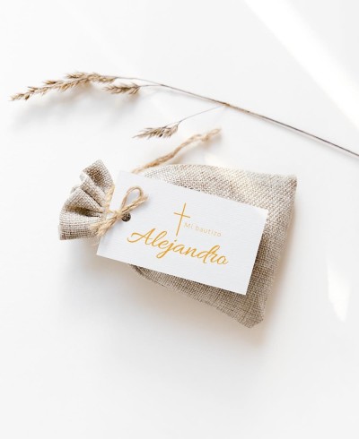 Etichetta rettangolare per battesimi croce classica