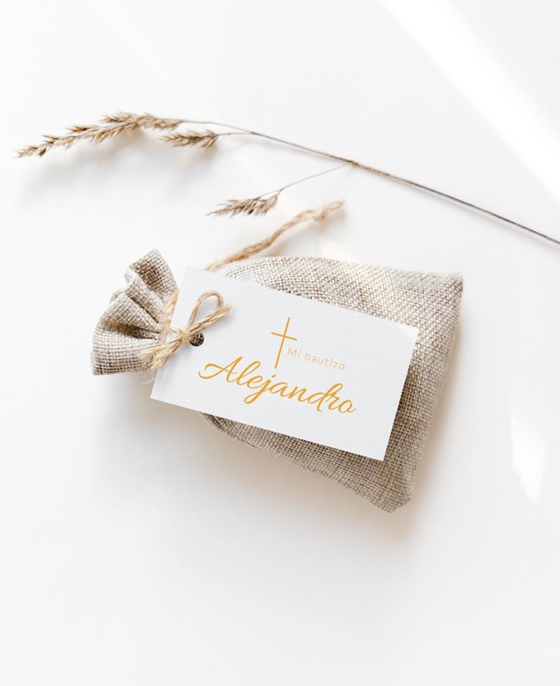 Etichetta rettangolare per battesimi croce classica