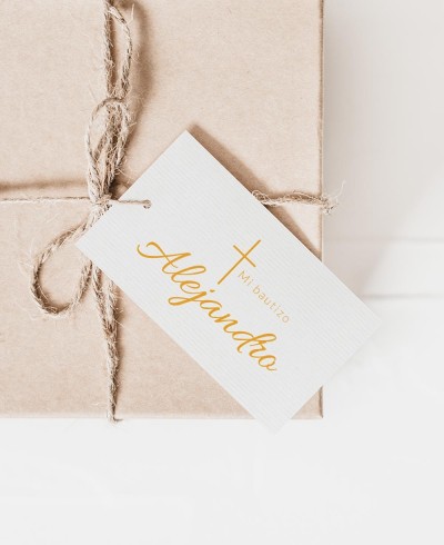 Etichette rettangolari per dettagli tradizionali del battesimo a croce