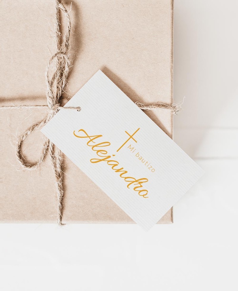 Etichette rettangolari per dettagli tradizionali del battesimo a croce