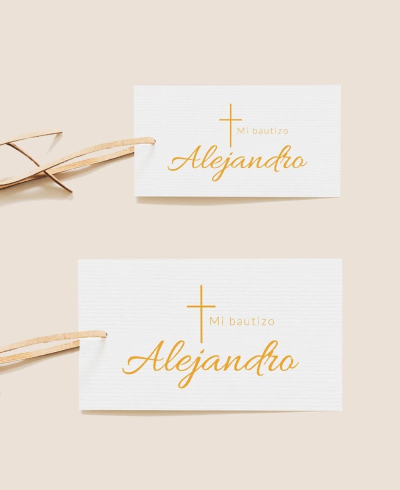 Taglie etichette rettangolari battesimo croce classica