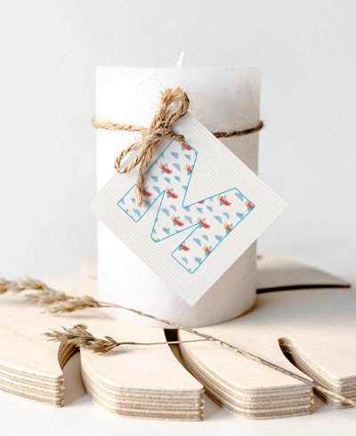 Etichette regalo battesimo iniziali cielo