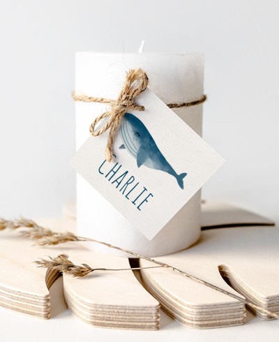 Baptism gift tags marinera ocean