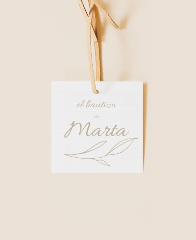 Etiqueta para detalles de bautizo clásica botánica