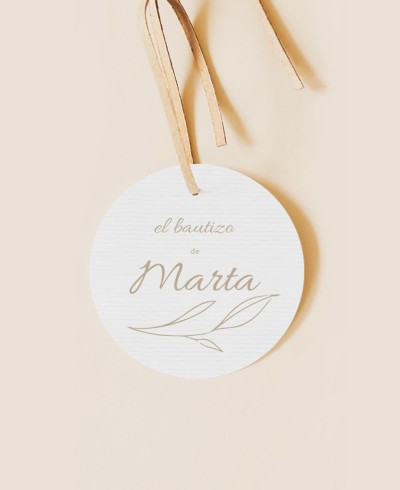 Round label for classic olive christening details