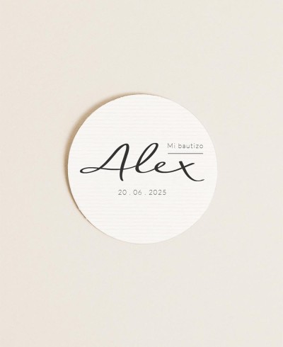 Etiquetas redondas para detalles de bautizos tipográfica