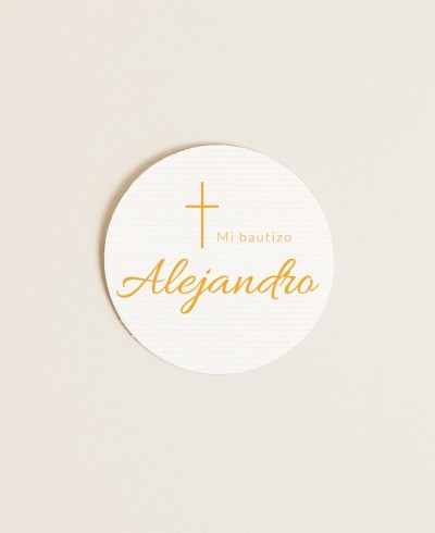 Etiquetas redondas para detalles de bautizos cruz clásica