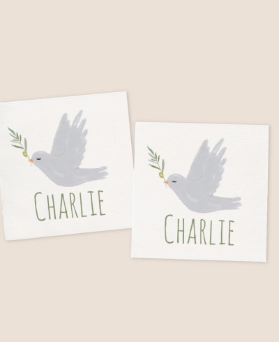 Autocolantes quadrados para batismos de pombos