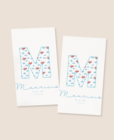 Adesivos retangulares para batizar presentes nuvens