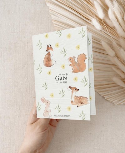 Capa obrigado batizando animais floresta