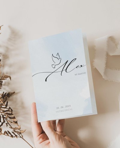 Couverture merci baptême aquarelle enfant