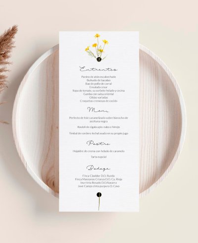 Menu de communion Fleurs Marguerites