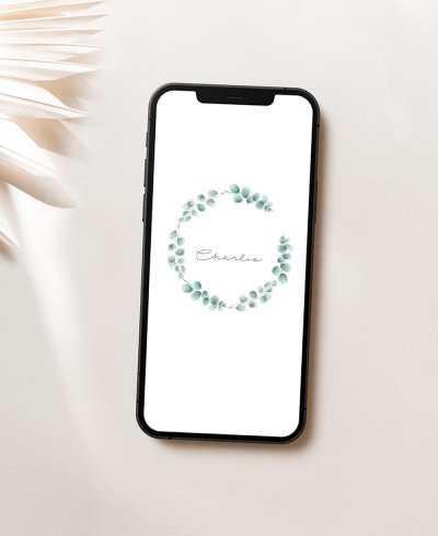 Invitación digital de comunión eucalipto