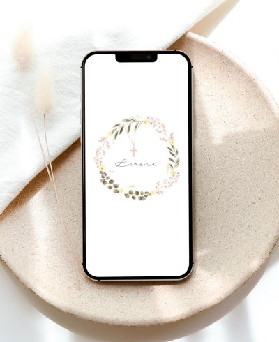 Invito alla comunione digitale croce e fiori