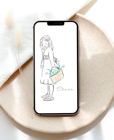 Invitación digital de comunión niña flores