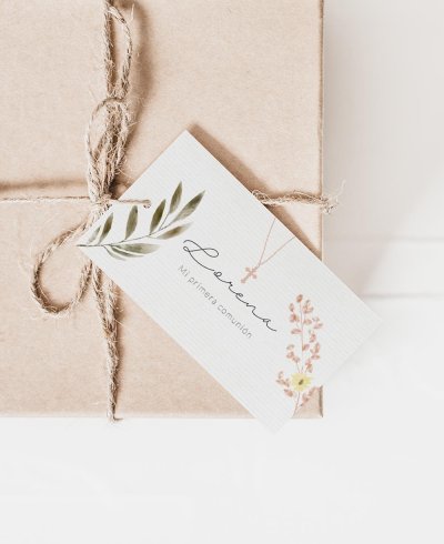 Tarjeta rectangular para comuniones colección cruz