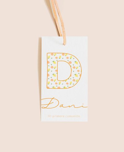 Étiquette rectangulaire fruits de communion initiale