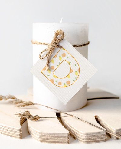 Etichette quadrate per la comunione iniziale regali frutta