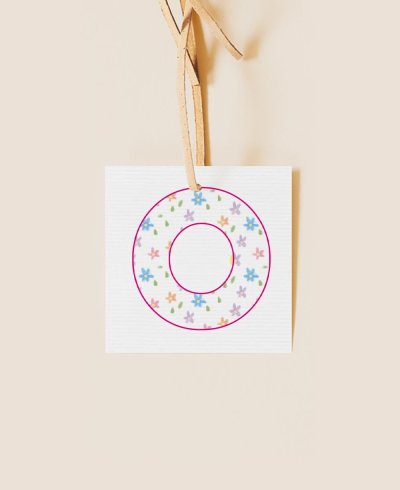 Etiqueta cuadrada para detalles de comunión flor