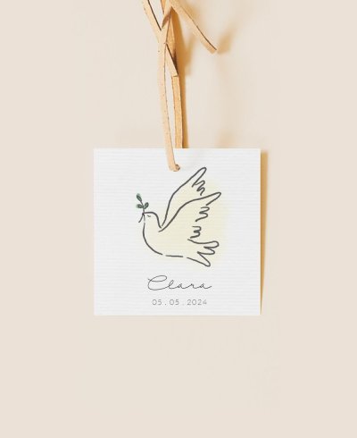 Etiqueta cuadrada para detalles de comunión niño