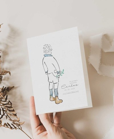 Recordatorio de comunión personalizado niño