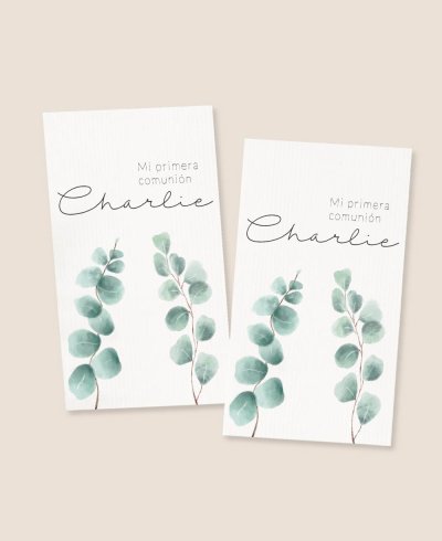 Autocollants de communion rectangulaires verticaux eucalyptus