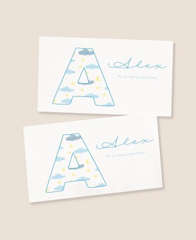 Pegatinas rectangulares horizontales comunión nubes