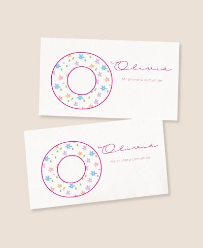 Pegatinas rectangulares horizontales comunión flores