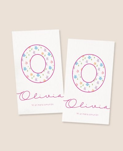 Pegatinas rectangulares verticales comunión flores