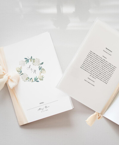 Misals para casamentos botânicos hortênsias brancas