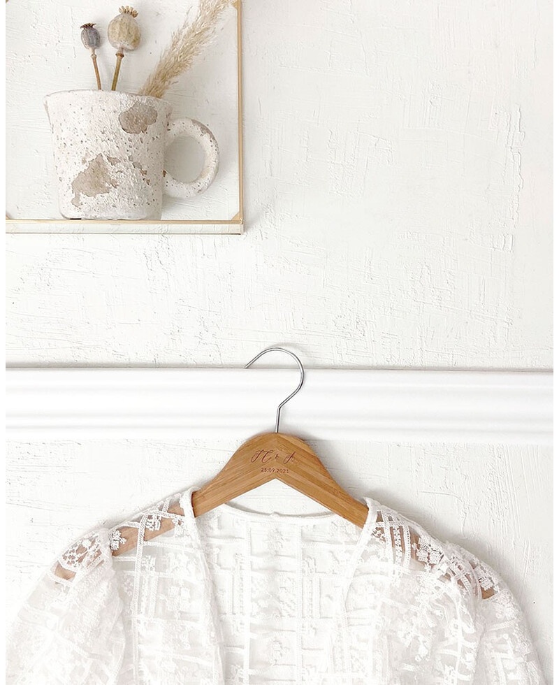 Wedding Hanger Bamboo Initials Date