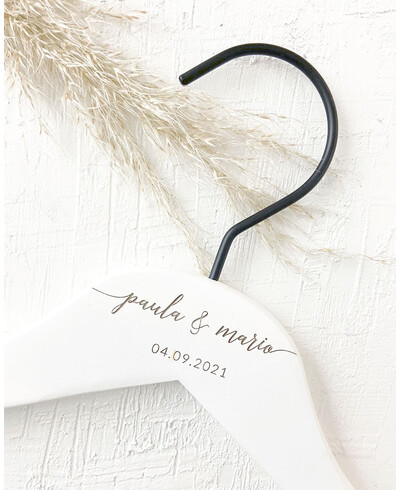 White Hanger Names Date Wedding