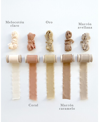 Rubans de soie naturelle gamme de couleurs marron