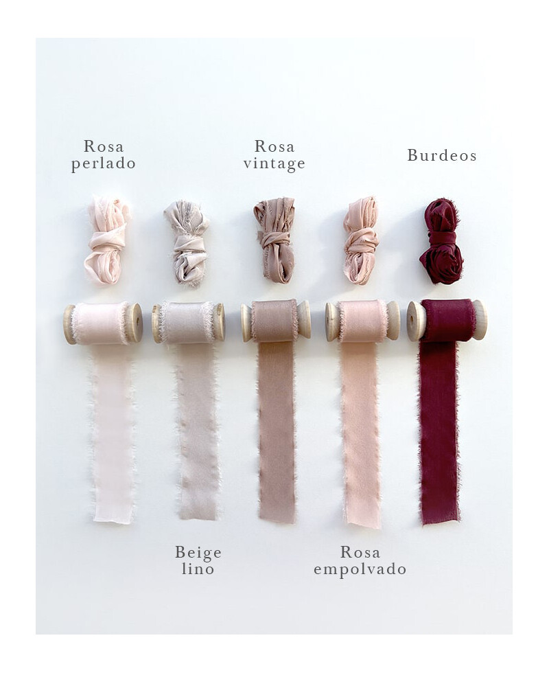Rubans de soie naturelle gamme de couleurs roses