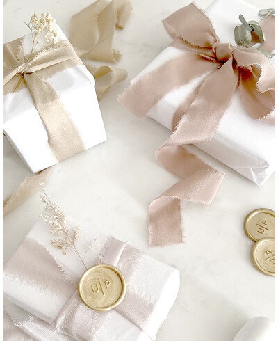Pink silk bows for wrapping gifts and details