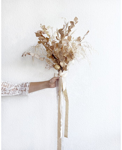 Pink natural silk ribbon to decorate the bridal bouquet