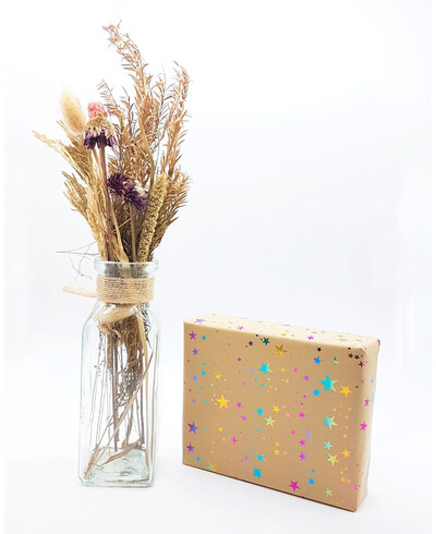 Papier d’emballage étoiles irisées métallisées