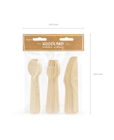 Cuchara tenedor y cuchillo de madera