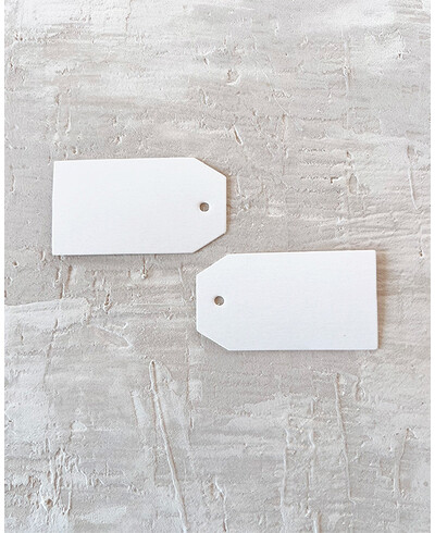 Etiquetas rectangulares blancas con chaflán