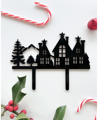 Christmas house cake topper
