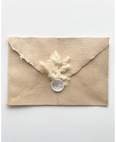 Handmade envelope decorated with champagne-toned bouquet