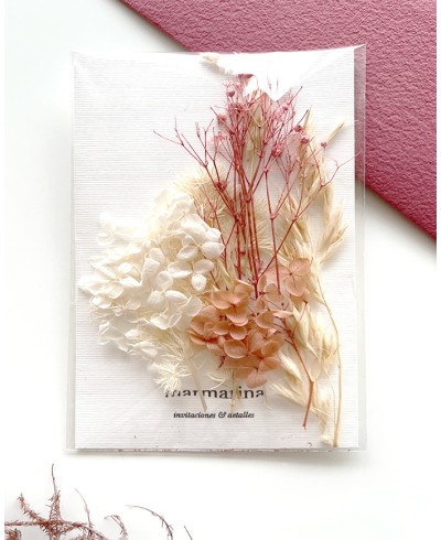 Selection of dried flowers in pink tones