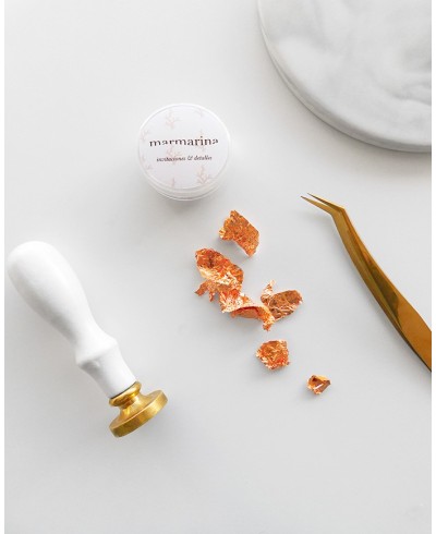 Copper flakes for decorating stamps